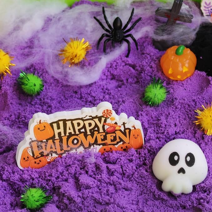 AGENTLAN Halloween Sensory Bin with Sensory Sand, Halloween Sesnory Toy | Spooky sand kit with Play Sand, gift for boys and girls ages 3-8, party activity