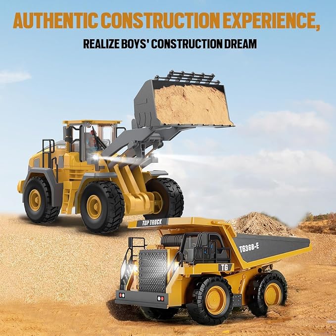Remote Control Loader, 9-Channel Loader Toy with Metal Shovel, 2.4Ghz Remote Control Engineering Vehicle, Ideal Gift for Boys Aged 6-11
