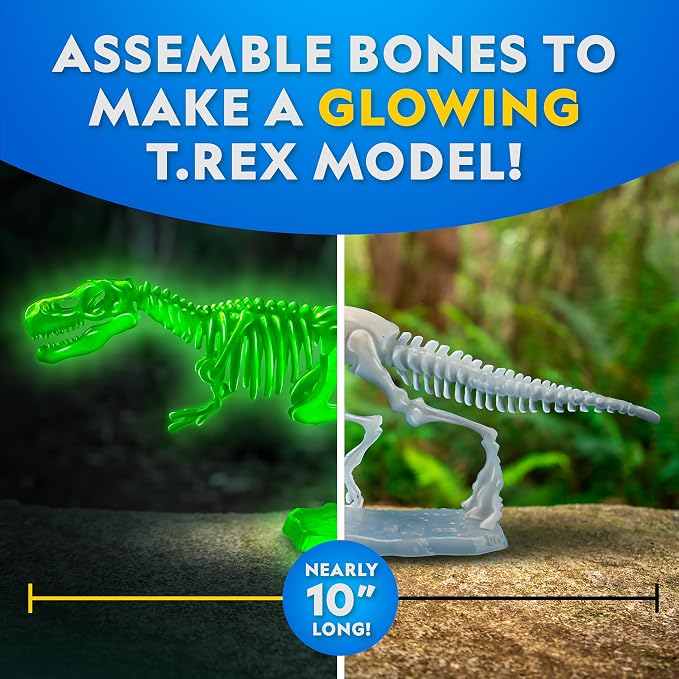 National Geographic Glow-in-the-Dark T. Rex Dissection Lab Kit for Kids | Synthetic Dinosaur, 9.5-Inch Glowing Skeleton Model, Refill Pack, Dinosaur Anatomy, STEM Activity, Birthday Gift