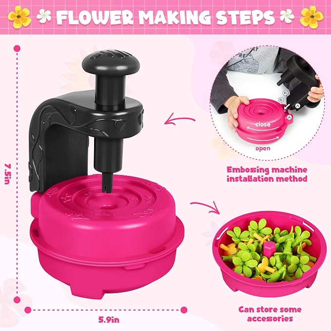 Magenta DIY Fabric Flower Bouquet Kit, Educational Girls Toy Gift 4+ | Flowers Market Toy for Kids, Build Your Flower Bouquet, Arts & Crafts for 4+ Year Toddler Girl