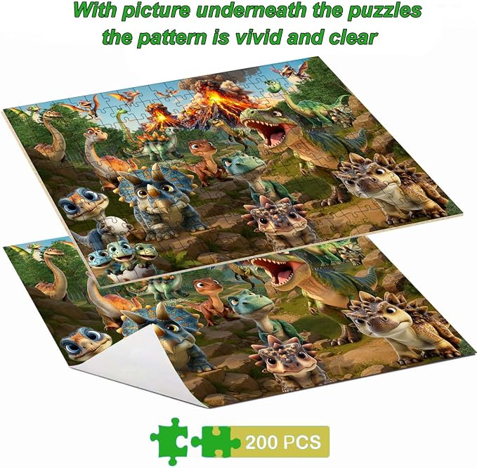 Puzzles for Kids Ages 6-8, 200 Piece Puzzles for Kids-Dinosaur World | 200 Piece Jigsaw Puzzles for Kids Ages 8-12 Year Old and Adults.Colorful Children Puzzles for Girls and Boys Educational Toys