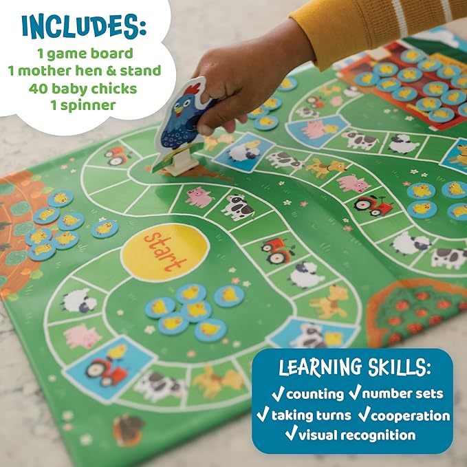 Peaceable Kingdom Count Your Chickens Award Winning Cooperative Counting Game for Kids | Award-winning cooperative counting game—help the hen gather all 40 chicks. Builds early math skills, great for ages 3+