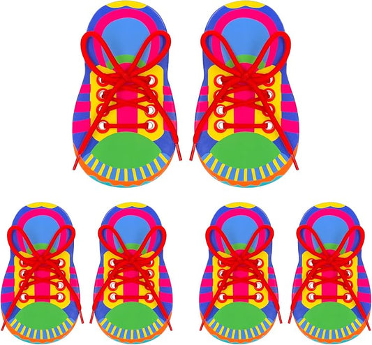 ZAKVOOR 6 Pack Shoelace Threading Practice Boards – Durable Cardboard Lace-Up Tool for Fine Motor Coordination and Hand-Eye Training