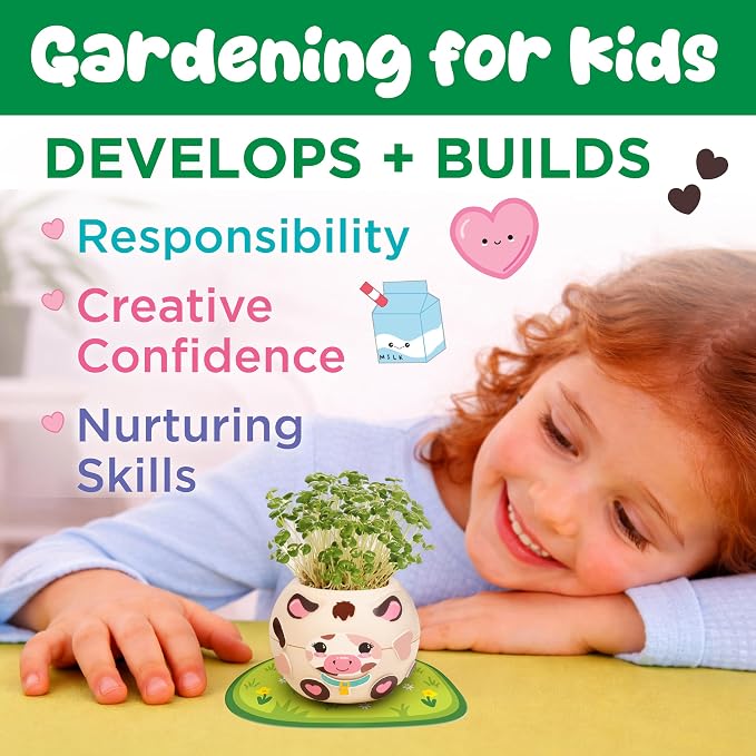 Creativity for Kids Plant-a-Pet Barnyard Pig Kit | Decorate, Plant & Grow Your Own Pet | Chia Seed Gardening Craft | Spring Crafts & Screen-Free Kids Activity (Ages 6+)