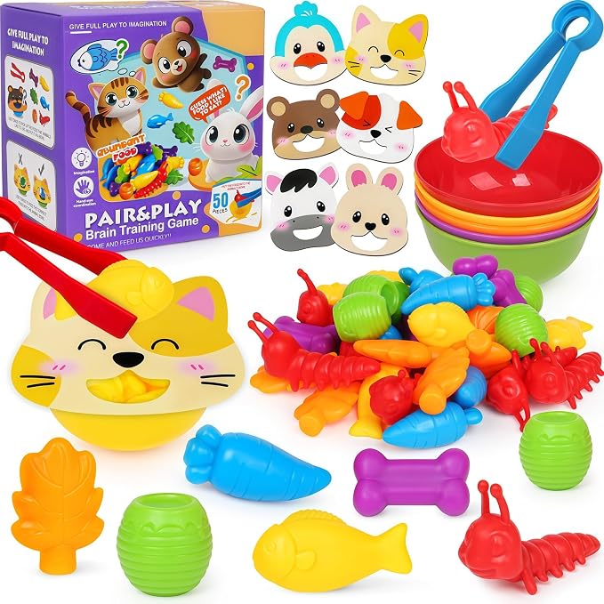 Counting Animals Color Sorting Toys for Kids,Montessori Preschool Learning Animals Matching Feeding Sorting Games Christmas Stocking Stuffers Gifts for Boys Girls Ages 3+