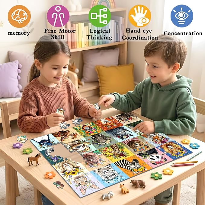 Puzzles for Kids Ages 6-8, 200 Piece Jigsaw Puzzles for Kids- Wild Animals | 200 Piece Jigsaw Puzzles for Kids Ages 8-12 Year Old and Adults.Colorful Children Puzzles for Girls and Boys Educational Toys