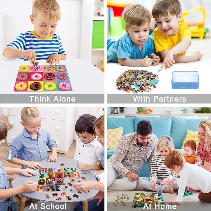 LELEMON Puzzles for Kids Ages 4-6,6 Pack 100 Piece Puzzles for Kids Ages 4-8 in a Metal Box,Educational Jigsaw Puzzles Puzzle Games Puzzle Toys for Girls and Boys
