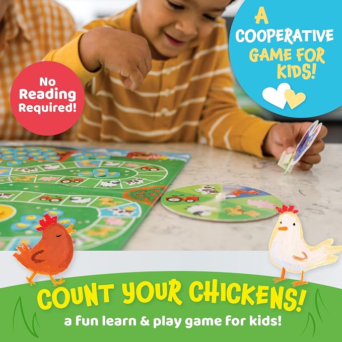Peaceable Kingdom Count Your Chickens Award Winning Cooperative Counting Game for Kids | Award-winning cooperative counting game—help the hen gather all 40 chicks. Builds early math skills, great for ages 3+