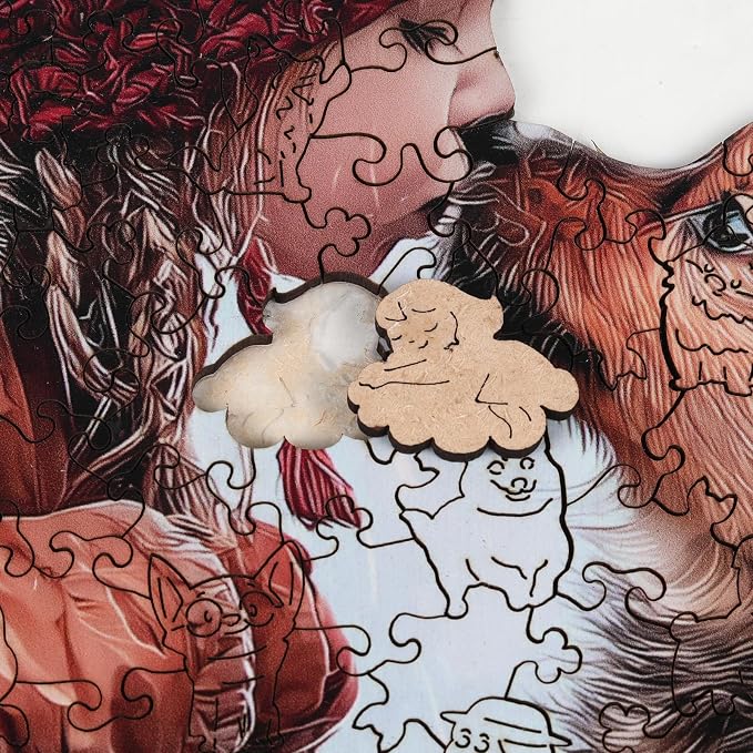 MEATRN Wooden Puzzles for Adults, Animal Wood Jigsaw Puzzles, 509 Pcs | Cute Little Girl Kissing Puppy, Heartwarming Parent-Child Game, Birthday Gift for Kids Home Decor, 16.8x17 in