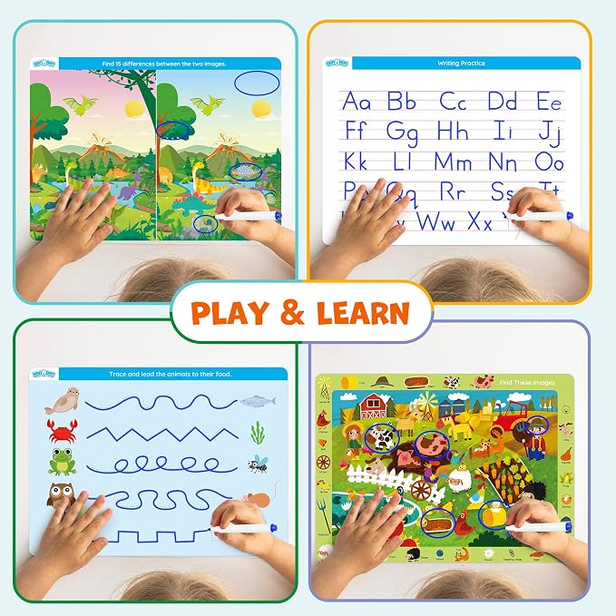 BenBen Search and Find Books for Kids Ages 3 4 5 6 7 8, Dry Erase, Reusable | 28 Pages, Preschool Learning Activities, Travel Game for Road Trip, Fine Motor Skills, Birthday Gift for Kindergartener