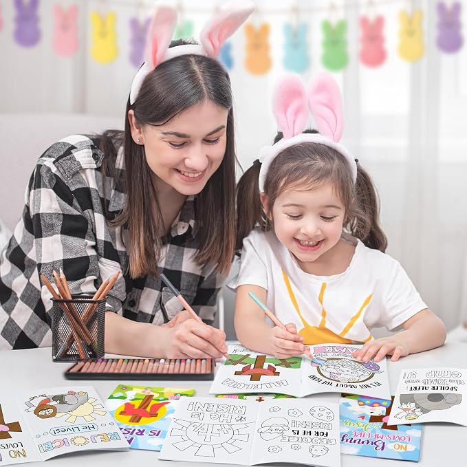 24Pcs Easter Religious Coloring Books - Christian DIY Color-in Pages Booklet Bulk Drawing Easter Theme Activity Party Supplies for School Classroom Rewards Holiday Artwork Gift