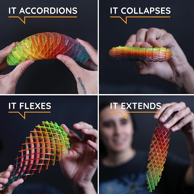 Morf Worm 3D Sensory Figgy Fidget Toy, Rainbow, Small | Quiet Fidget Toy: Sensory Figgy toy for focus and stress relief; satisfying tactile play for classrooms, desks, and travel