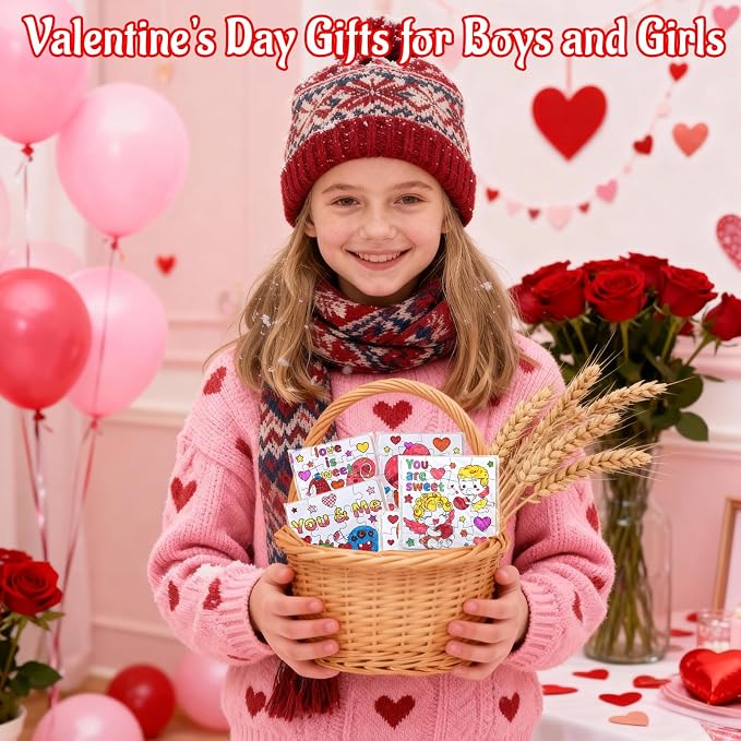 24Pcs Valentines Day Crafts Gifts Kits for Boys, Girls & Adults, Valentine's Arts and Crafts DIY Puzzle with Chocolate Cake Heart Owl, Jigsaw for Classroom Activities Party Favors Exchange Supplies