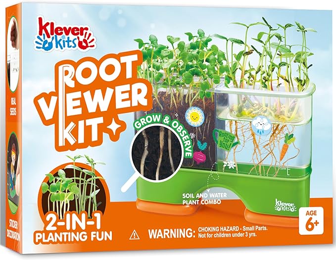 JOVA Klever Kits 2-in-1 Root Viewer & Planting Science Kit for Kids – STEM Learning Gifts for Kids Aged 6+, Soil & Hydro Observation Kit Birthday Toys Gifts for Boys and Girls