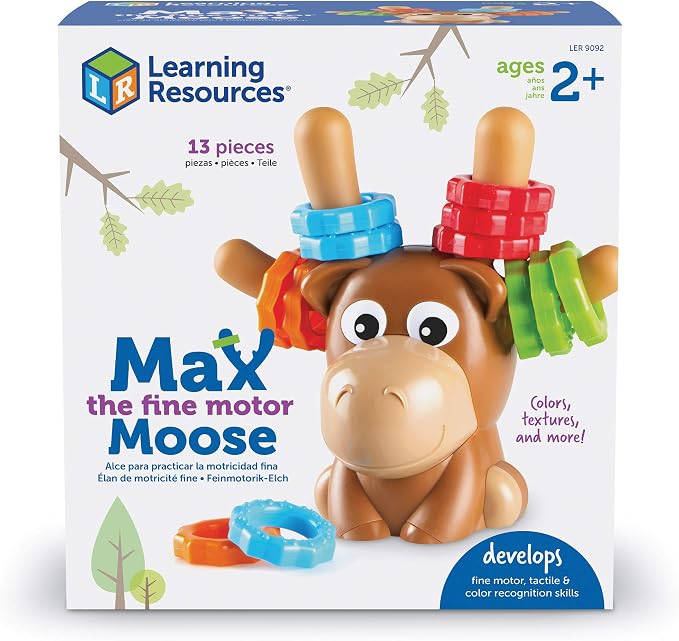 Learning Resources Max the Fine Motor Moose - 13 Pieces, Ages 2+ Toddler Learning Toys, Fine Motor Toy for Toddlers, Preschool Toys