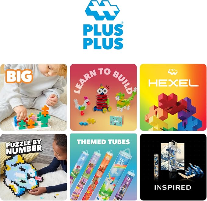 PLUS PLUS Rainbow Mix Tube - Mini Interlocking Building Blocks Set | Roadtrip Essentials for Kids, Sensory Bin Fillers, Math Manipulatives, Classroom Must Haves, Kids Airplane Activities