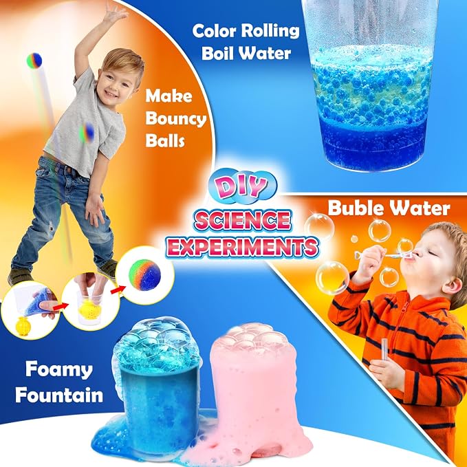 UNGLINGA 30+ Experiments Science Kits for Kids, S.T.E.M Educational Project Activities Toys Gifts for Boys Girls, Chemistry Set, Bouncy Ball, Volcano Eruption | S.T.E.M Educational Project Activities Toys Gifts for Boys Girls, Chemistry Set, Bouncy Bal...