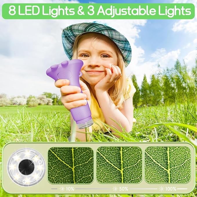 WINWEND Kids Microscope Pocket Microscope -1000X Portable Microscope for Kid | Photo and Video Mini Microscopes | 2'' Digital Little Scientist Microscopes for 3-10 Age Years Old Boys Girls Toys Gifts