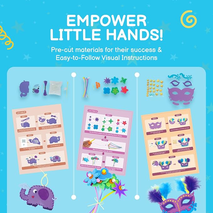 QuTZ Crafts for Kids Ages 4-8, 10-in-1 Toddler Craft Box, Build Projects that Glow, Float, Wearable and Playable, No prep and no Clean-up, Art and Crafts Supplies for Kids 4 5 6 7 8 Year Old