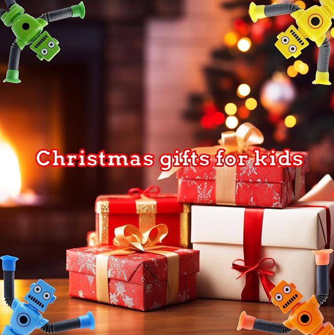 24PC Robot Suction Cup Sensory,Toys for Kids with Autism,Autism Sensory Products,Suction Cup Toy,pop Tubes Robots Stress and Anxiety Relief for Kids 3 4 5 6 7,Christmas Easter Gifts for Girls and Boys