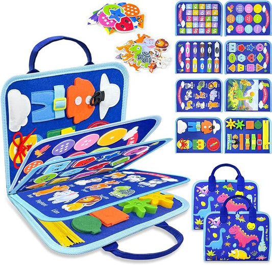 Walenty Busy Board Montessori Toys for Toddler Boy Birthday Gifts | Busy Book for Toddlers, Learning Educational Toy, Airplane Car Travel Toy, Fine Motor Skills Sensory Toys, Toddler Activities