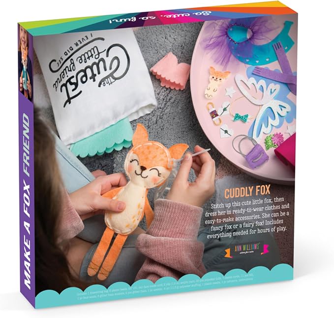 Craft-tastic – Make a Fox Friend Craft Kit – Learn to Make 1 Easy-to-Sew Stuffie with Clothes & Accessories