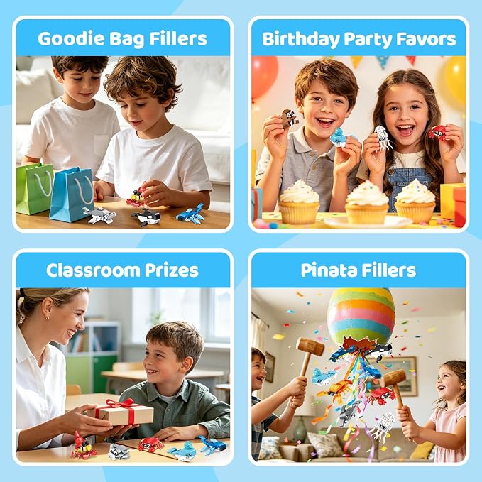 Mini Building Blocks Sets Party Favors for Kids 4-8, 36PCS | Ocean Animals Small Building Block Sets, Goodie Bag Stuffers for Kids, Treasure Box Prizes, Pinata Stuffers for Kids