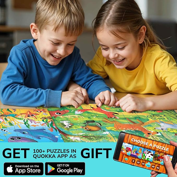 60 Piece Puzzles for Kids Ages 4-6 - 4 Jigsaw Toddlers Puzzles Ages 3-5 | Preschool Animals and Ocean Puzzles for Children Ages 6-8 - Kindergarten Gift for Boys and Girls Ages 7-10