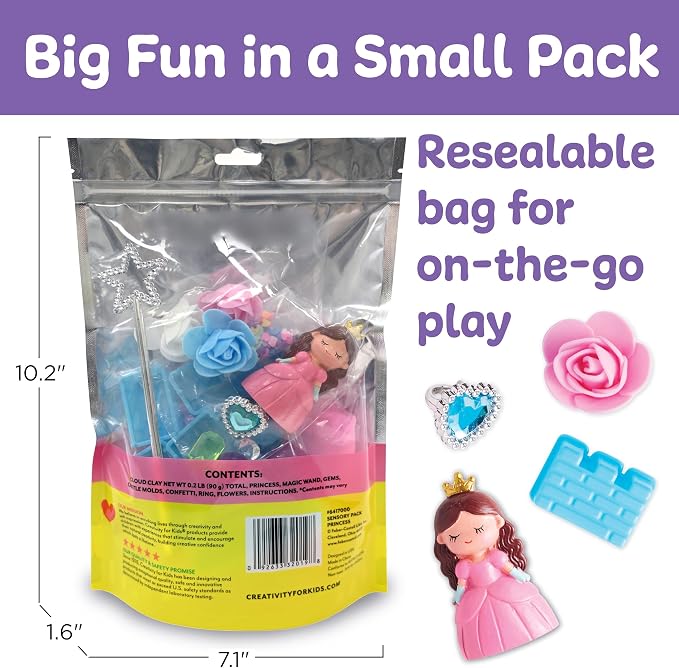 Creativity for Kids Sensory Pack: Princess - Calm Down Corner and Sensory Bin Filler Supplies, Car Activities for Kids, Princess Gifts for Girls, Sensory Toys for Toddlers (Ages 3+)