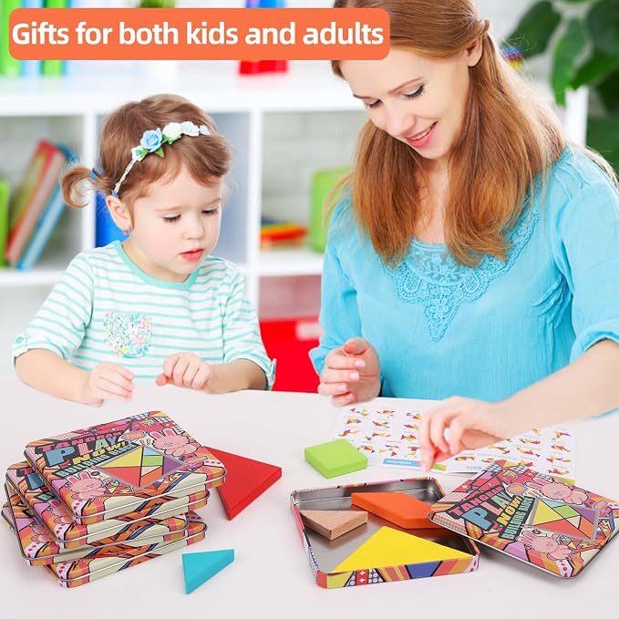 5 Pack Wooden Blocks Puzzle Brain Teasers Toy | STEM Montessori Educational Gift for Kids Ages 3-6 Stocking Stuffers