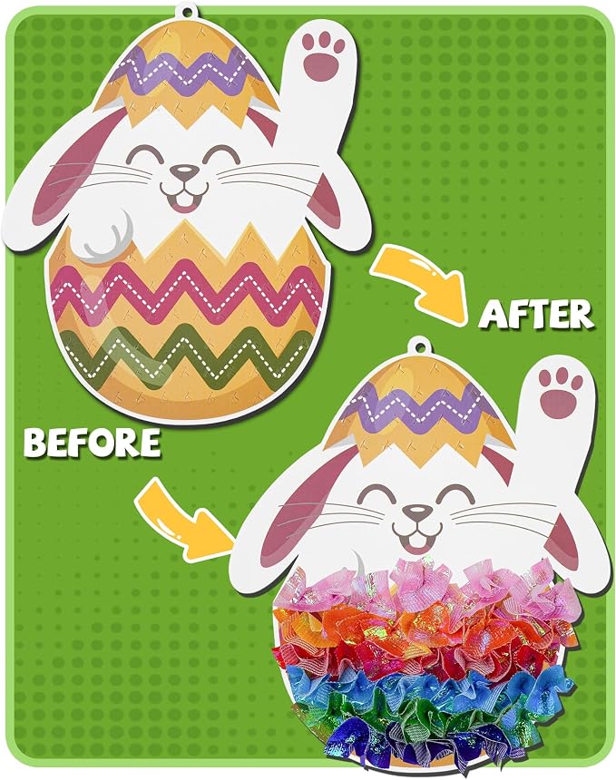 ATFUNSHOP 10 Packs Poke in Crafts Art Easter Basket Stuffers, Mess Free Kids Paper Activites, Easter Gifts for Boys and Girls 4 5 6 7 8 9 Years Old, DIY Eggs & Bunny Toys