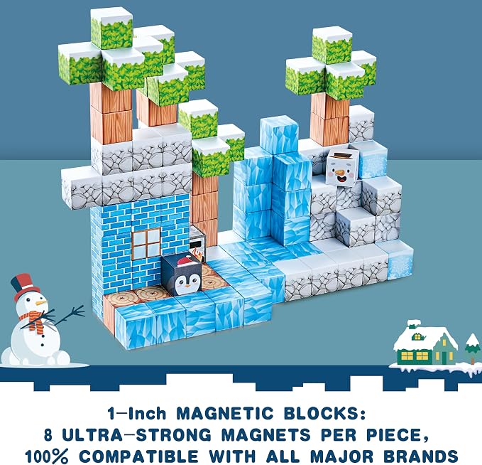 113PCS 1'' Magnetic Blocks, Magnetic Building Cube Toys for Kids, STEM Montessori Stacking, Sensory Education Toys for Toddlers Building World Set, Christmas Birthday Gifts for Kids Age 3 4 5 6 7 8+