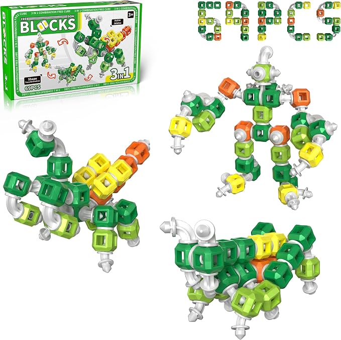 Creative 3-in-1 Insect Robot STEM Building Toys for Kids Ages 4-8 | 69 Pieces Blocks, Supports Repeated Disassembly & Free Building, Easy to Carry for On-the-Go Play, Gift-Ready Packaging
