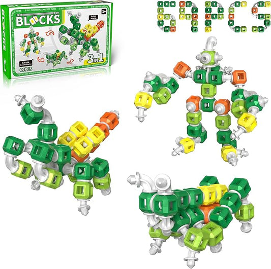 Creative 3-in-1 Insect Robot STEM Building Toys for Kids Ages 4-8 | 69 Pieces Blocks, Supports Repeated Disassembly & Free Building, Easy to Carry for On-the-Go Play, Gift-Ready Packaging
