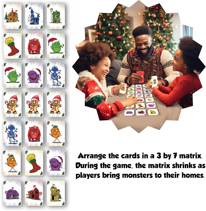 Kids Christmas Stocking Stuffers. Homebound Monsters Family Card Game,8-12 | Homebound Monsters Christmas Edition. Easy and fun strategic family card game. Small Stocking Stuffers for Kids 8-12 for two.
