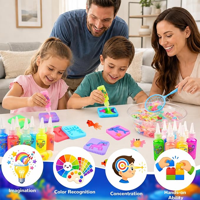 NiuSphere Magic Water Elf Toy Kit, 30 Gels & 20 Molds, Squishy Maker Set | Aqua Fairy Gel Kit, Make Your Own Squishy Water Pets, DIY Sensory Craft Kit, Party Favors & Birthday Gifts for Kids Ages 3+