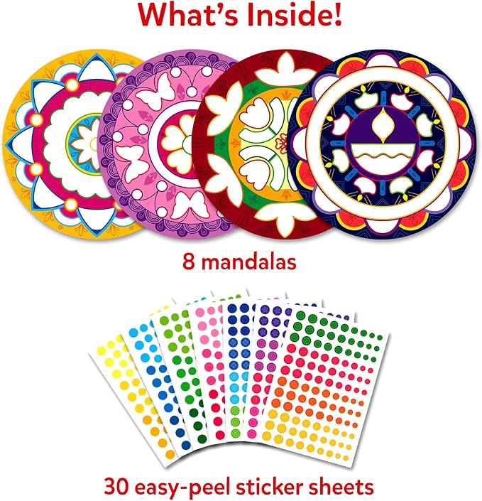 Skillmatics Dot It Sticker for Kids – Mandala Art Activity | Mess-Free Fun, 500+ Stickers, Craft Kits, DIY Scrapbooking Activity, Travel Toys, Gifts for Boys & Girls Ages 3, 4, 5, 6, 7