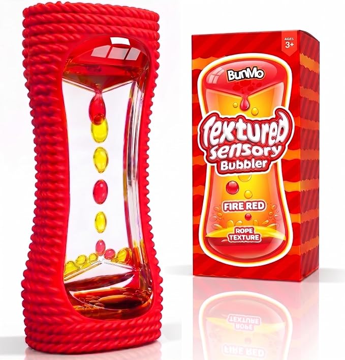 BUNMO Liquid Motion Bubbler Sensory Toy for Kids & Adults – Gentle Fidget Toy for Mindfulness – Stimulating Visual Sensory Experience – Colorful Bubble Fidget Timer for Desk & Travel - Red