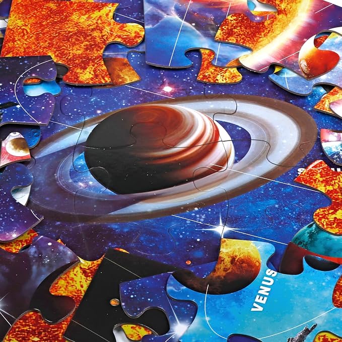 Jumbo Floor Puzzle for Kids,48 Piece Solar System Jigsaw Puzzle Ages 3-8 | Learn the Planets,Extra-thick Cardboard,Preschool Learning Toy,35x24 in Completed,Ages 3-8,Birthday Gift for Boys and Girls
