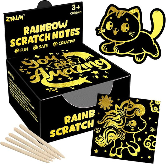 ZMLM 165 Pcs Rainbow Scratch Paper Art Notes - Crafts for Kids Ages 4-8 | Mess Free Classroom Prizes,1st 2nd 3rd Grade School Activity Bulk, Back to School Gifts for Students from Teacher