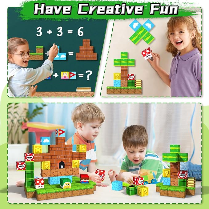 KAEILORU Magnetic Blocks,1.21" Large Magnet Building Block for 3 Year Old | 48PCS Toddlers Toys for 4 5 6 Year Old, Magnet Cubes for Kids Ages 3-5 4-8 Sensory Toy Christmas Birthday Gift for Boy Girl