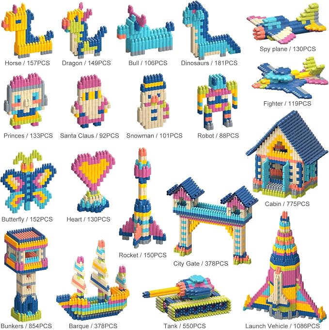 Tigerhu 1120pcs Building Blocks Set,Educational STEM Building Toy | Construction Block Toys Set Learning Playset Kit for Boys Girls, Child Brain Development Preschool Kindergarten Toy Age 3+