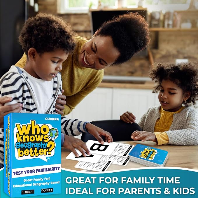 Quokka Card Games for Kids 8-12 - Board Family Games for Kids and Adults | Geography Trivia Cards for Family Game Night - Who Knows Geography Better 500+ Questions - Fun Game for Families and Teen