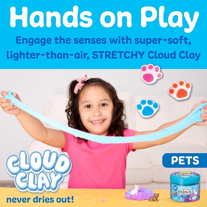 Creativity for Kids Sensory Minis Pets Kit | Cloud Clay Sensory Toy for Kids | Mess-Free, Screen Free Summer Supplies | Travel Activity for Kids (Ages 3+)