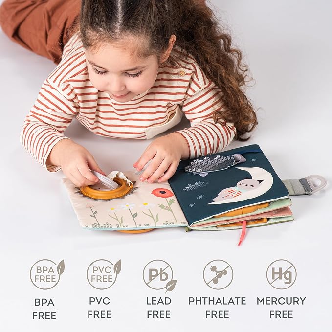 Taf Toys Busy Book for Toddlers 1-3 - Montessori Activity with 15 Interactive Activities - Opposites Theme - Baby Quiet Pages for 1 Year Old - Birthday Gift for Boys and Girls