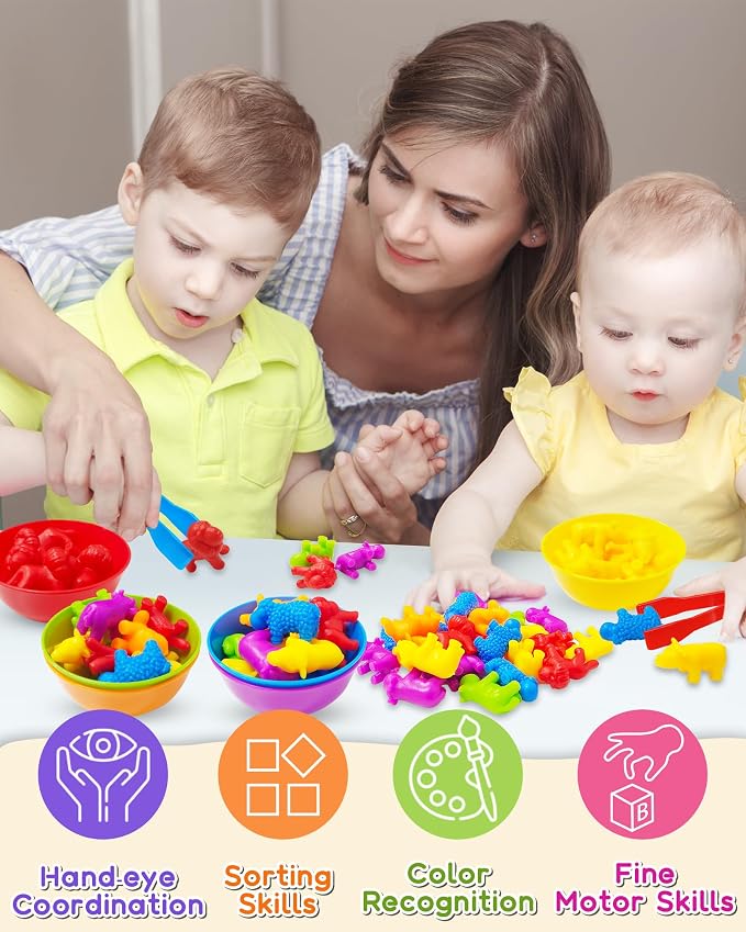 48 Pcs Counting Dinosaurs Toys for Kids 3-5, 4-8, Montessori Learning Toys | Montessori Toys for 3 Year Old, Toddler Sensory Toy, Counting Bears, Preschool Educational Toy for Boys Girls, Birthday Gifts