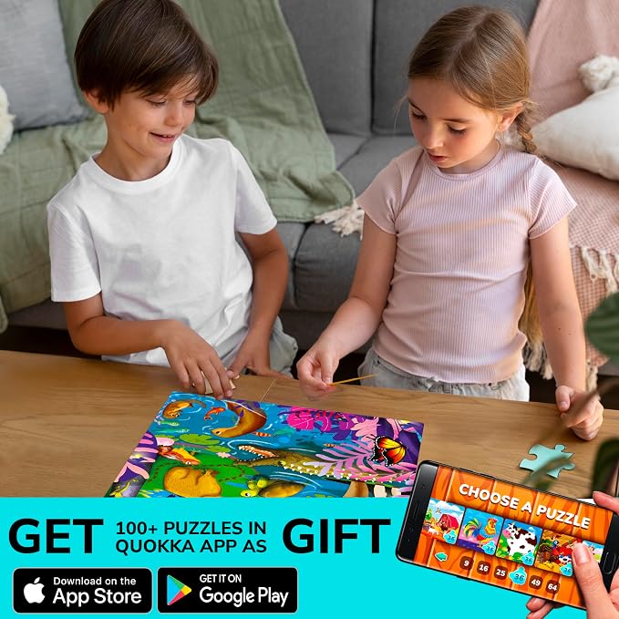 48 Piece Puzzles for Kids Ages 4-6 - 4 Jigsaw Kids Puzzles Ages 3-5 | Learning Insects, African, Amazon, Ocean Animals Puzzle - Jigsaw Game 4-8 Year Old - Educational Toys for Toddlers