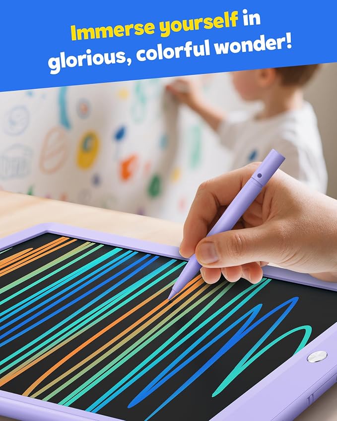 LCD Writing Tablet for Kids, 10-inch Coloring Drawing Pad, Mess Free Doodle Board, Airplane Travel Toys for Boys and Toddlers, Road Trip Essentials, Gifts for 3 4 5 6 7 8 Year Old Girls(Purple)