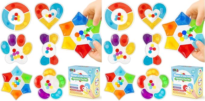 LovesTown 6PCS Color Sorting Toys, Sensory Fidget Toys for Kids Color Matching Game Travel Essenstial Birthday Gifts Goodie Bags (Pack of 2)