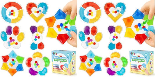 LovesTown 6PCS Color Sorting Toys, Sensory Fidget Toys for Kids Color Matching Game Travel Essenstial Birthday Gifts Goodie Bags (Pack of 2)